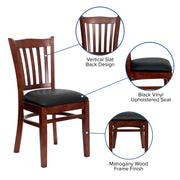 Mahogany Wood Chair-Blk Vinyl