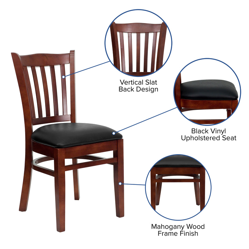 Mahogany Wood Chair-Blk Vinyl