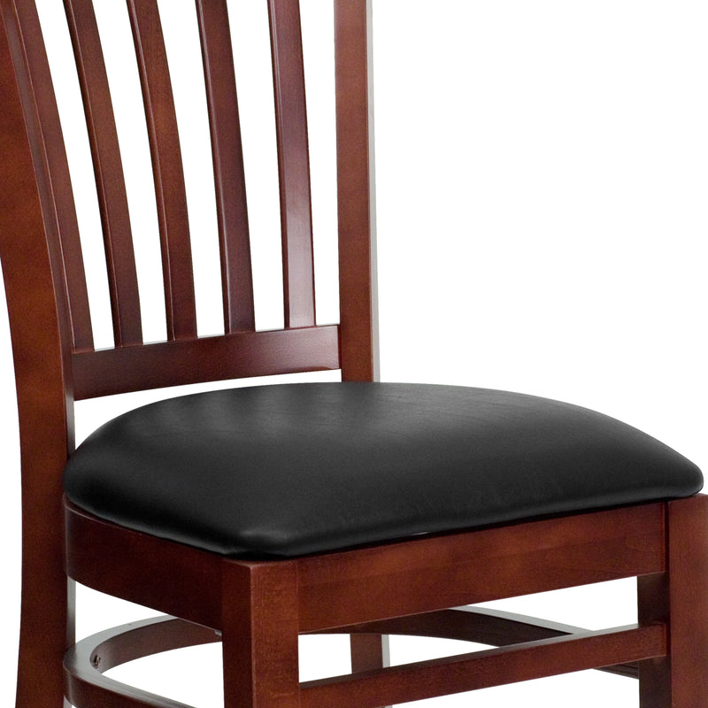 Mahogany Wood Chair-Blk Vinyl