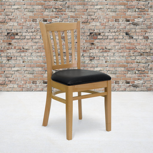 Natural Wood Chair-Blk Vinyl