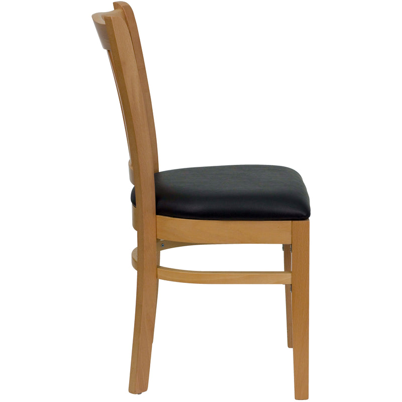 Natural Wood Chair-Blk Vinyl