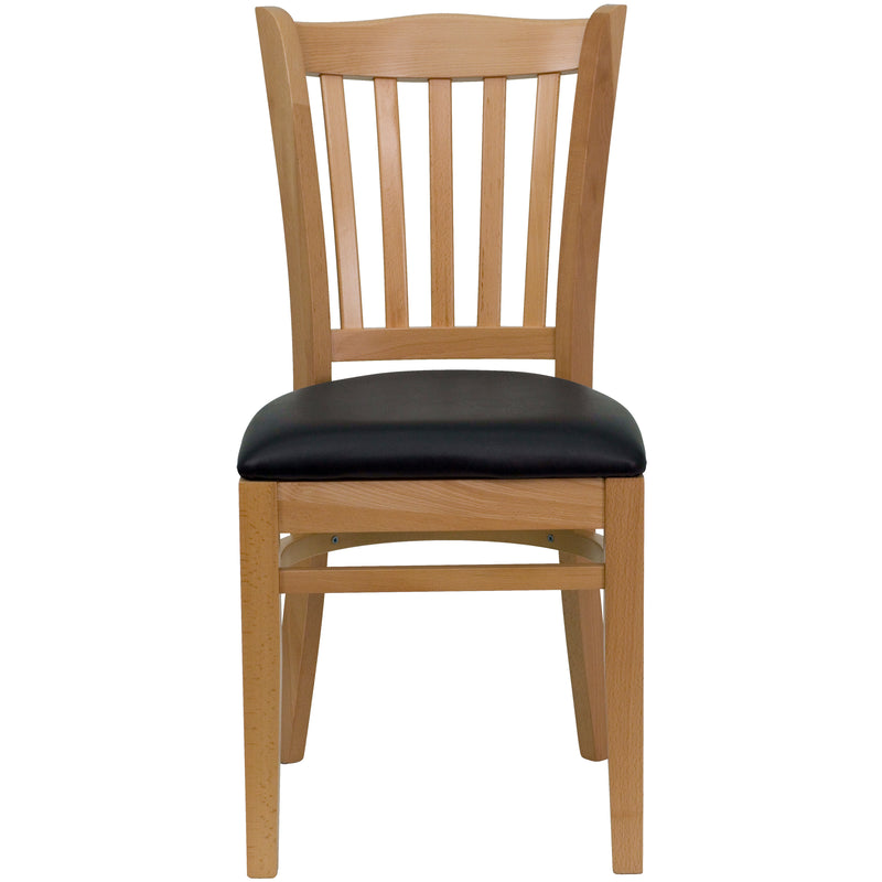 Natural Wood Chair-Blk Vinyl