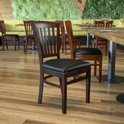 Walnut Wood Chair-Blk Vinyl