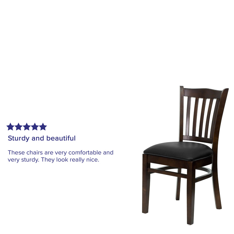 Walnut Wood Chair-Blk Vinyl