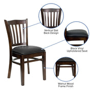 Walnut Wood Chair-Blk Vinyl