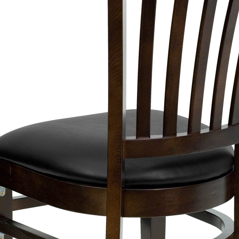 Walnut Wood Chair-Blk Vinyl