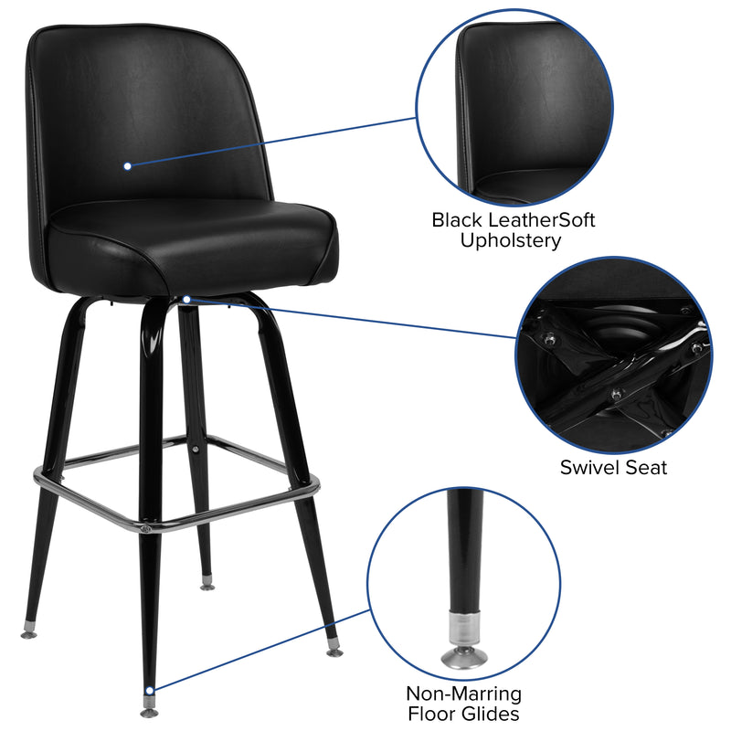Black Swivel Bucket Seat Stool