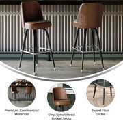 Weathered Brn Metal Bar Stool
