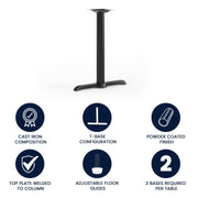 Black 5x22 Table Height T-Base