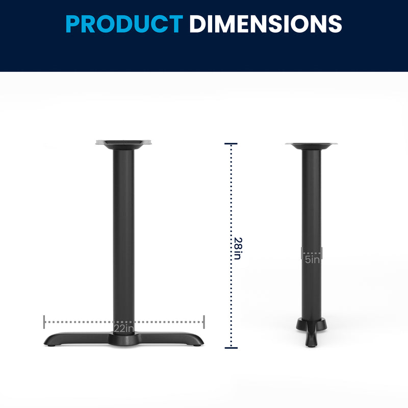 Black 5x22 Table Height T-Base