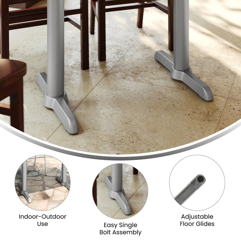 5"x22" Silver T-Base w/ Column