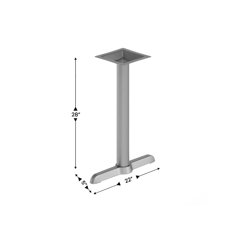 5"x22" Silver T-Base w/ Column