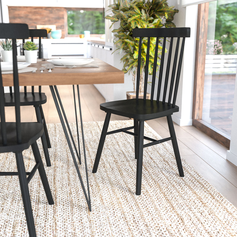 2PK Black Spindle Back Chair