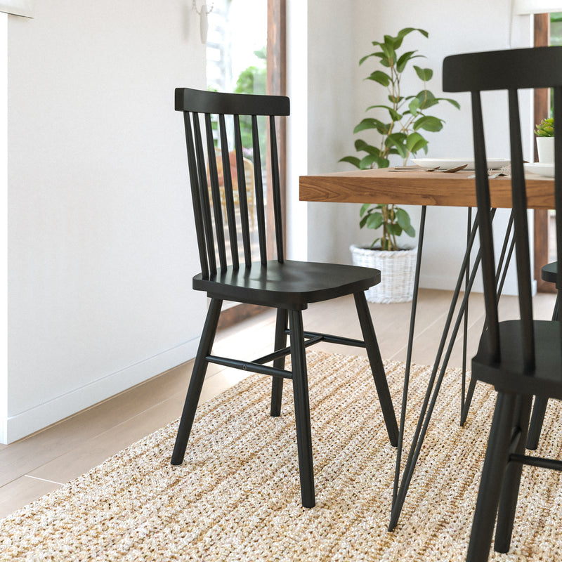 2PK Black Spindle Back Chair