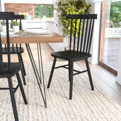 2PK Black Spindle Back Chair