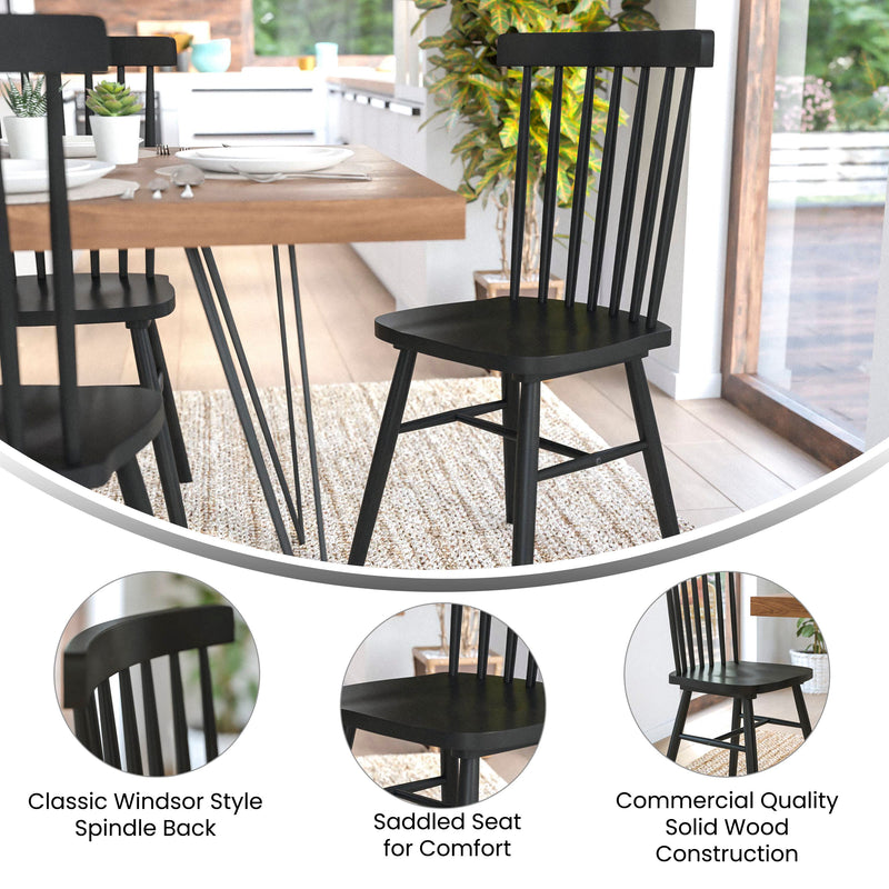 2PK Black Spindle Back Chair