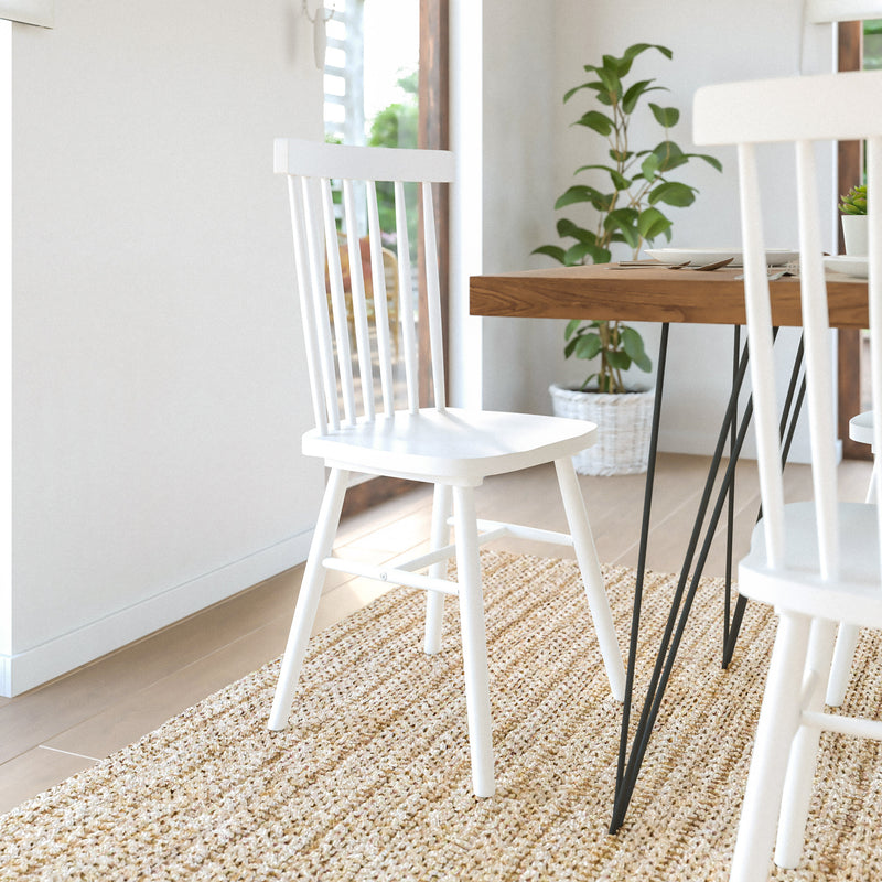 2PK White Spindle Back Chair