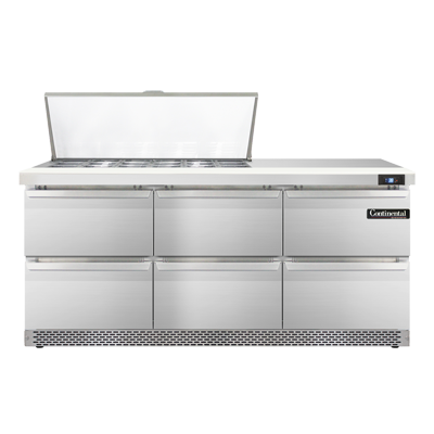 Continental Refrigerator SW72N18M-FB-D 72-inch Mega Top Sandwich Prep Table