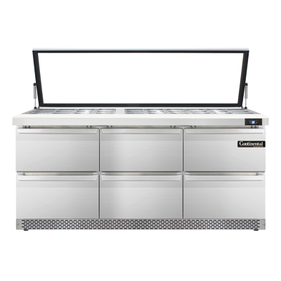 Continental Refrigerator SW72N30M-HGL-FB-D 72-inch Mega Top Sandwich Prep Table