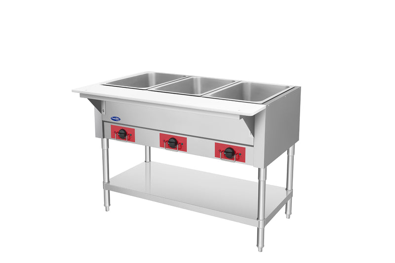 Atosa EHS-OW-3 electric 3 well steam table, left side view