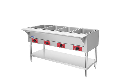 Atosa EHS-OW-4 electric 4 well steam table, left side view