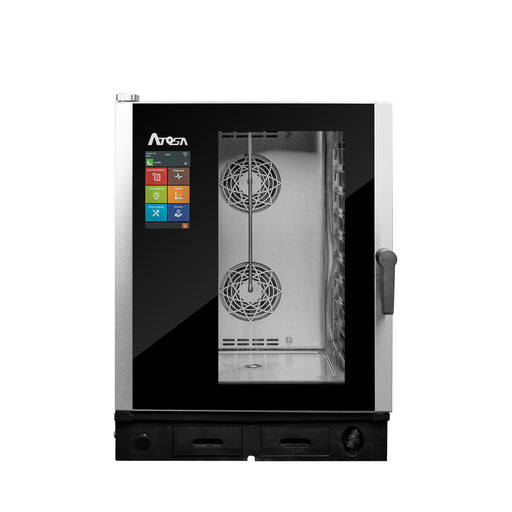 Atosa AEC-1011E Smart Touch combi oven, front view with the 10 inch touch screen