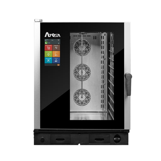 Atosa AEC-1021E Smart Touch combi oven, front view with the 10 inch touch screen