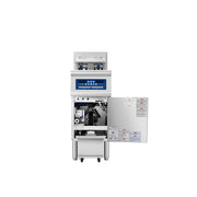 Atosa CookRite AEFF-50-1 electric fryer, door open showing built-in filtration