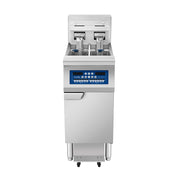 Atosa CookRite AEFF-50-1T electric fryer, top view of split vat