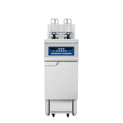 Atosa CookRite AEFF-50-1TB single split-vat electric fryer with auto lift and built-in filtration, front view