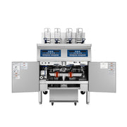 Atosa CookRite AEFF-50-2TB electric fryer, doors open showing built-in filtration
