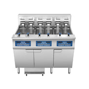 Atosa CookRite AEFF-50-3 electric fryer, top view of three full vats