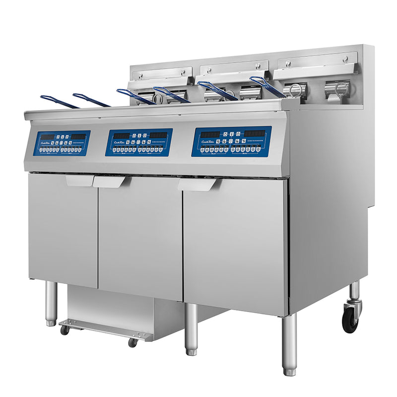 Atosa CookRite AEFF-50-3T electric fryer, left side view