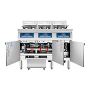 Atosa CookRite AEFF-50-3T electric fryer, doors open showing built-in filtration