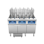 Atosa CookRite AEFF-50-3TB electric fryer, top view of full vats and split vat
