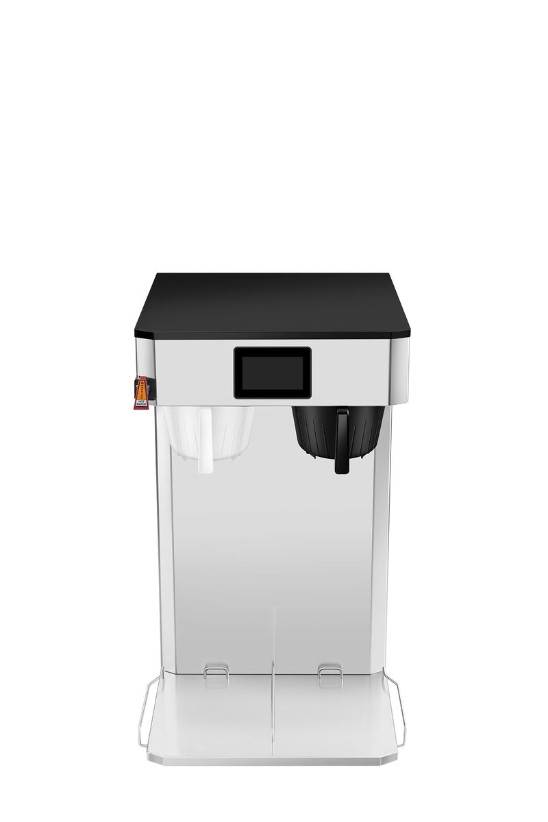 Atosa CB3T021 tall twin coffee and tea brewer, front view with two brew baskets