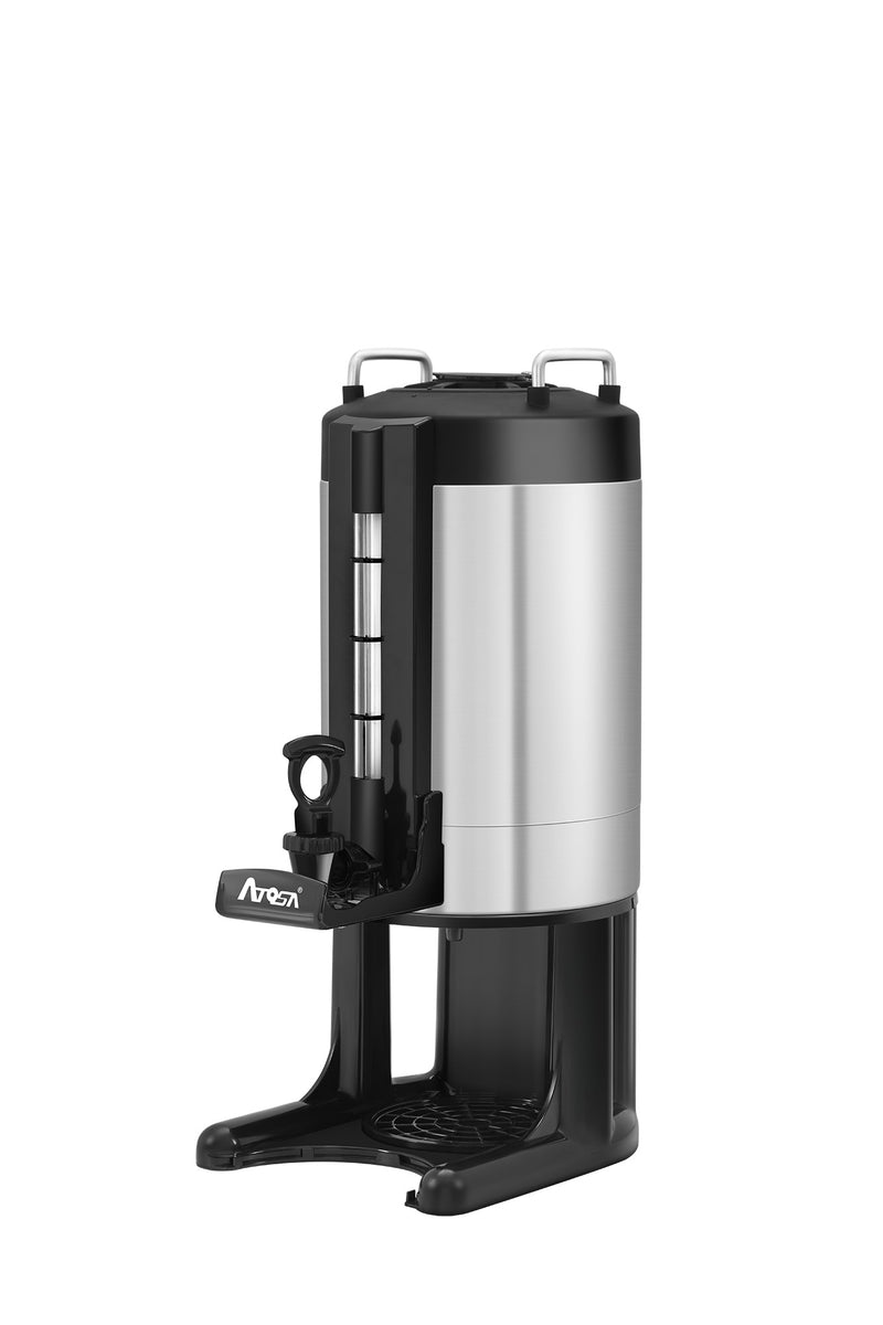 Atosa CD-15-L-WS coffee dispenser with stand and level indicator, front view