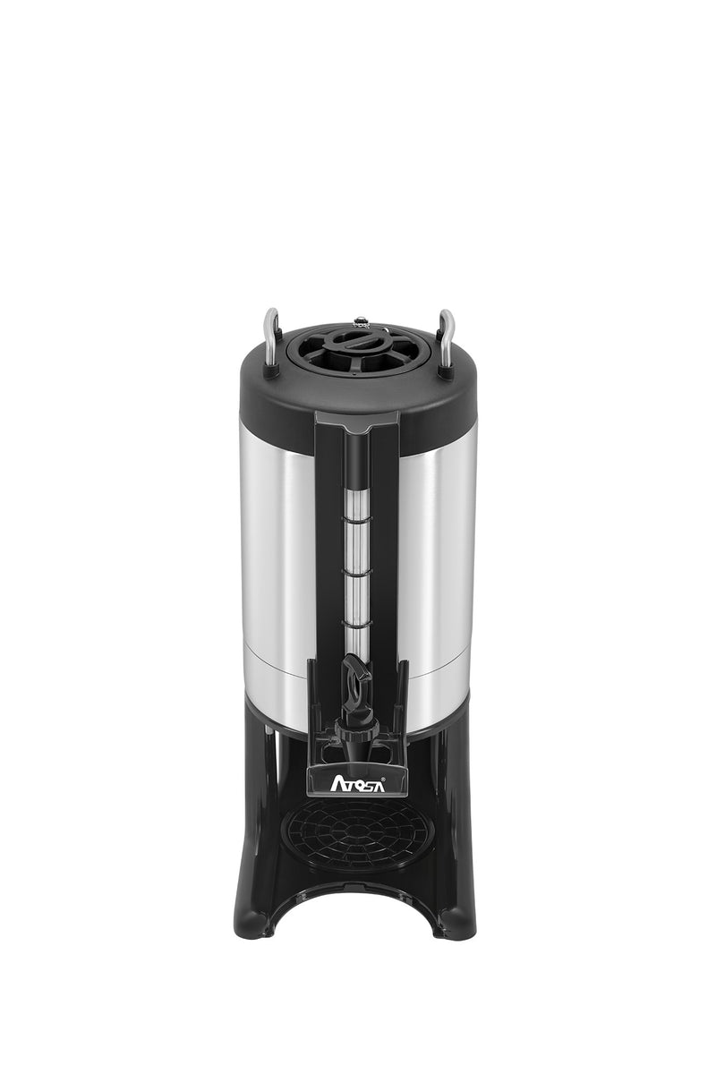 Atosa CD-15-L-WS coffee dispenser with stand and level indicator, left side view