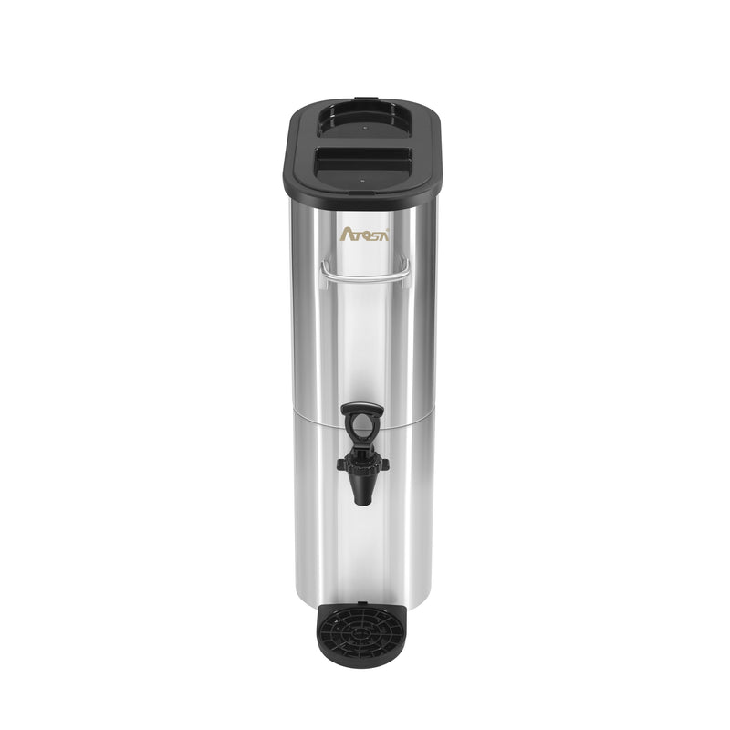 Atosa TD-5T-DT 5 gallon iced tea dispenser with drip tray, front view