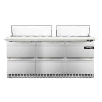 Continental Refrigerator D72N18C-FB-D 72-inch Sandwich Prep Table