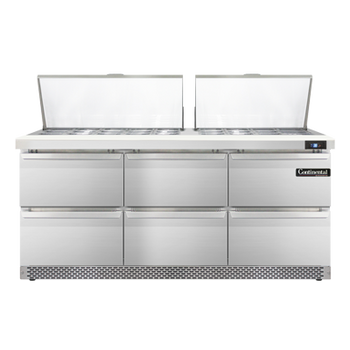 Continental Refrigerator SW72N27M-FB-D 72-inch Mega Top Sandwich Prep Table