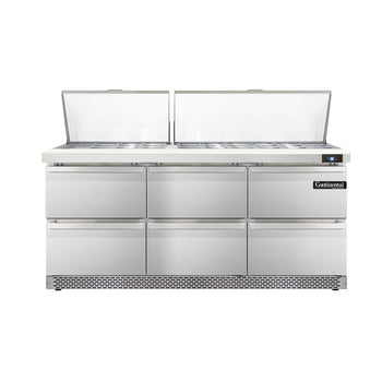 Continental Refrigerator D72N30M-FB-D 72-inch Mega Top Sandwich Prep Table