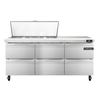 Continental Refrigerator SW72N18M-D 72-inch Mega Top Sandwich Prep Table