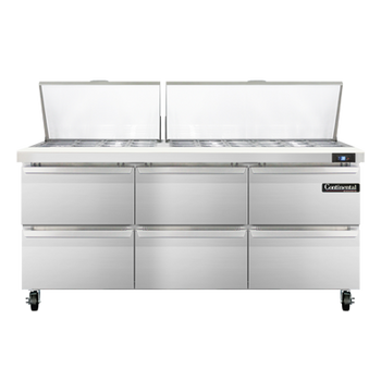 Continental Refrigerator SW72N30M-D 72-inch Mega Top Sandwich Prep Table