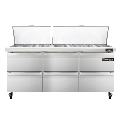 Continental Refrigerator SW72N30M-D 72-inch Mega Top Sandwich Prep Table