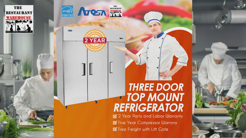 Atosa USA MBF8006 Series Stainless Steel 78-Inch Three Door Upright Refrigerator - Energy Star Rated video