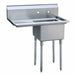 Atosa USA MRSA-1-L Prep Sink 18 Gauge Stainless Steel 1 Compartment Sink with Left Drainboards