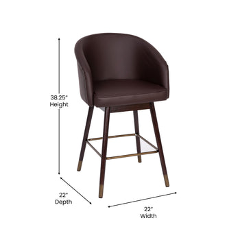 2PK Brown Leather 26" Barstool