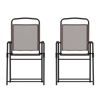 2PK Brown Folding Sling Chairs