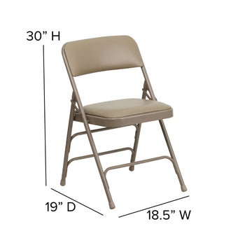 Beige Vinyl Folding Chair